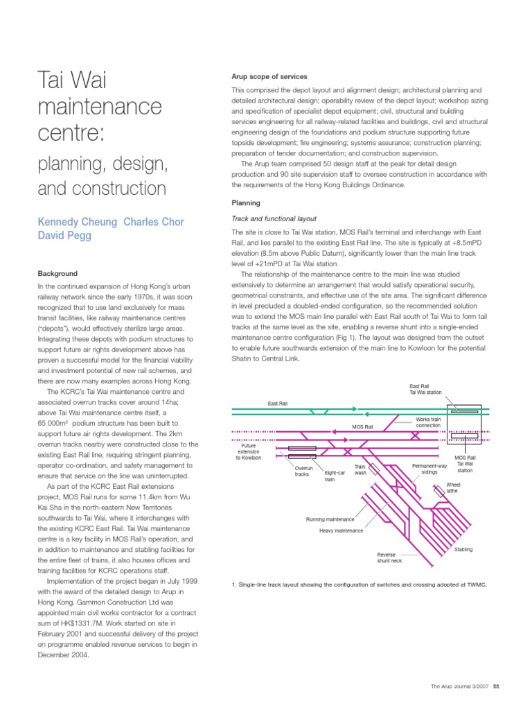 Tai Wai Maintenance Centre Overview | PDF | Deep Foundation | Rail ...