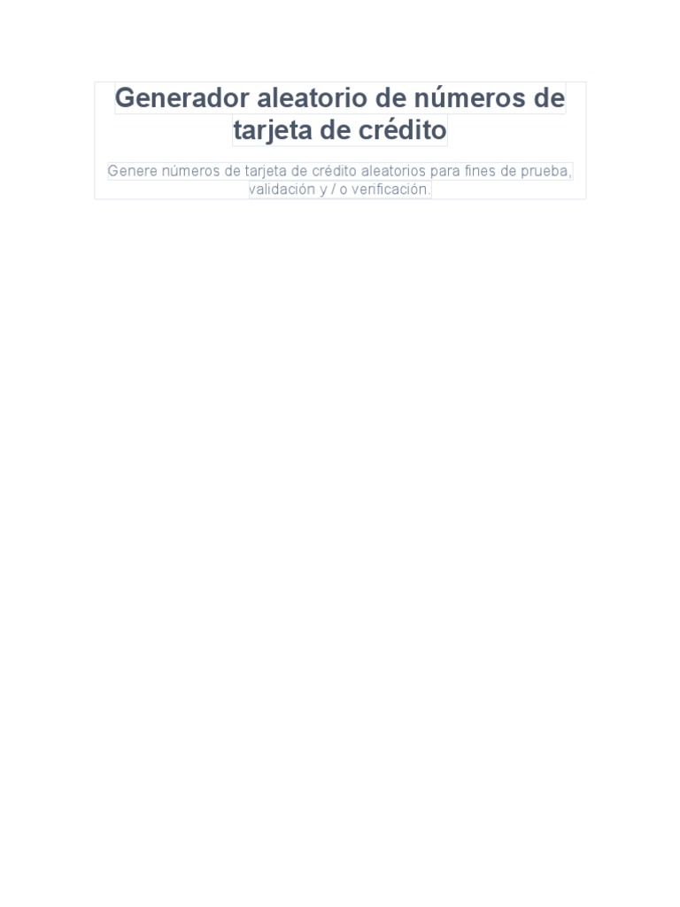 Generador Aleatorio de Números de Tarjeta de Crédito PDF