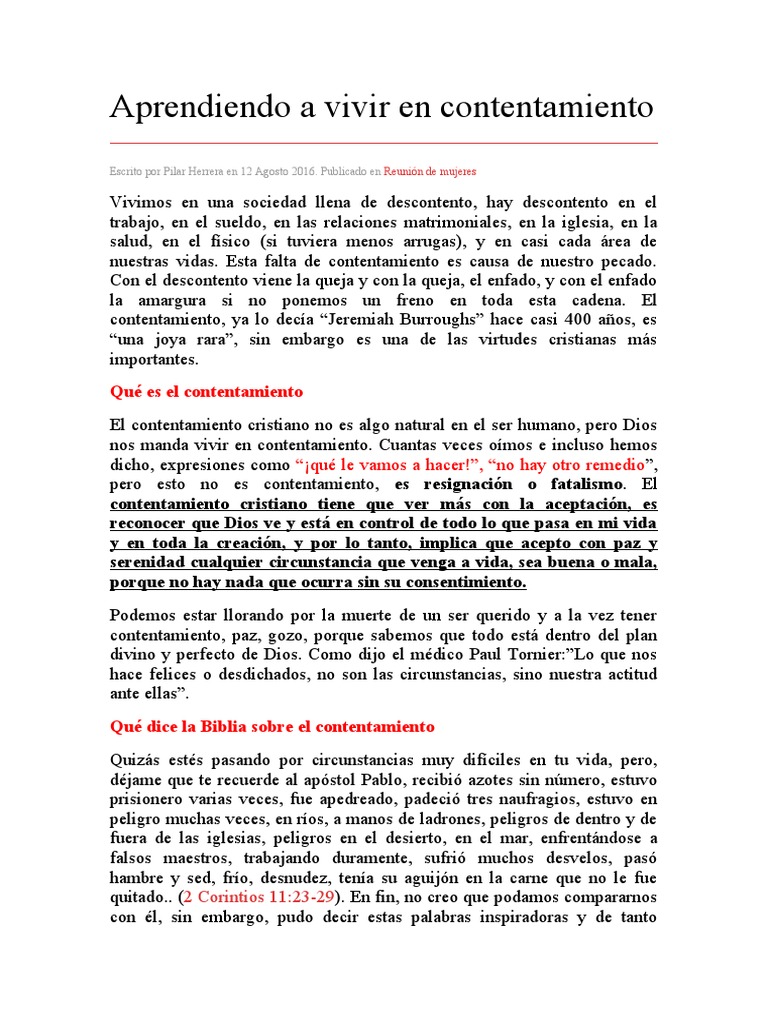 Aprendiendo A Vivir en Contentamiento | PDF | Cristo (título) | Amor