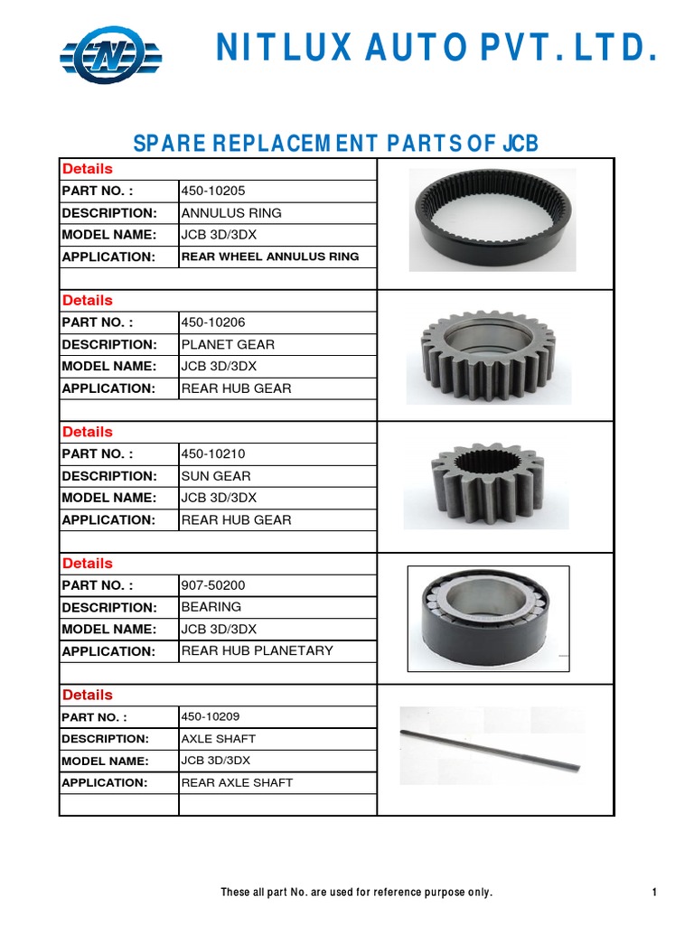 JCB 3D/3DX Parts Catalogue PDF | PDF | Axle | Transportation Engineering
