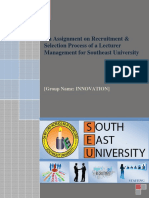 An Assignment On Recruitment & Selection Process of A Lecturer Management For Southeast University
