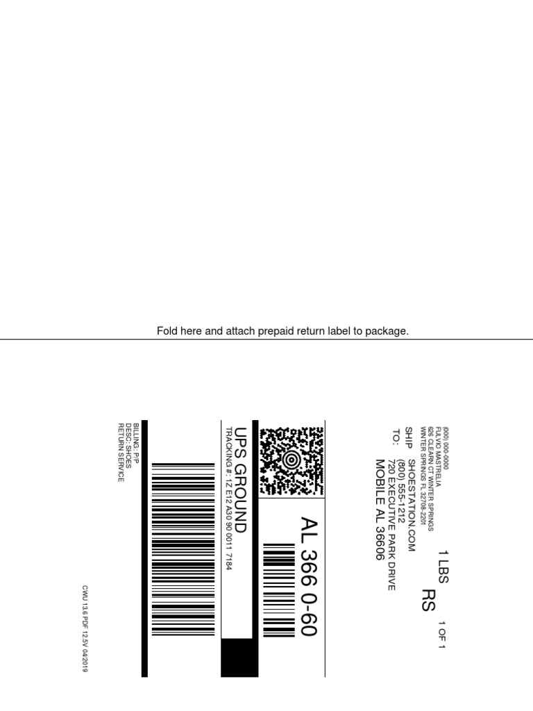 Prepaid Shoe Return Instructions | PDF