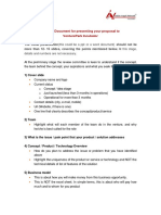 Guiding Document For Presenting Your Proposal To Venturepark Incubator