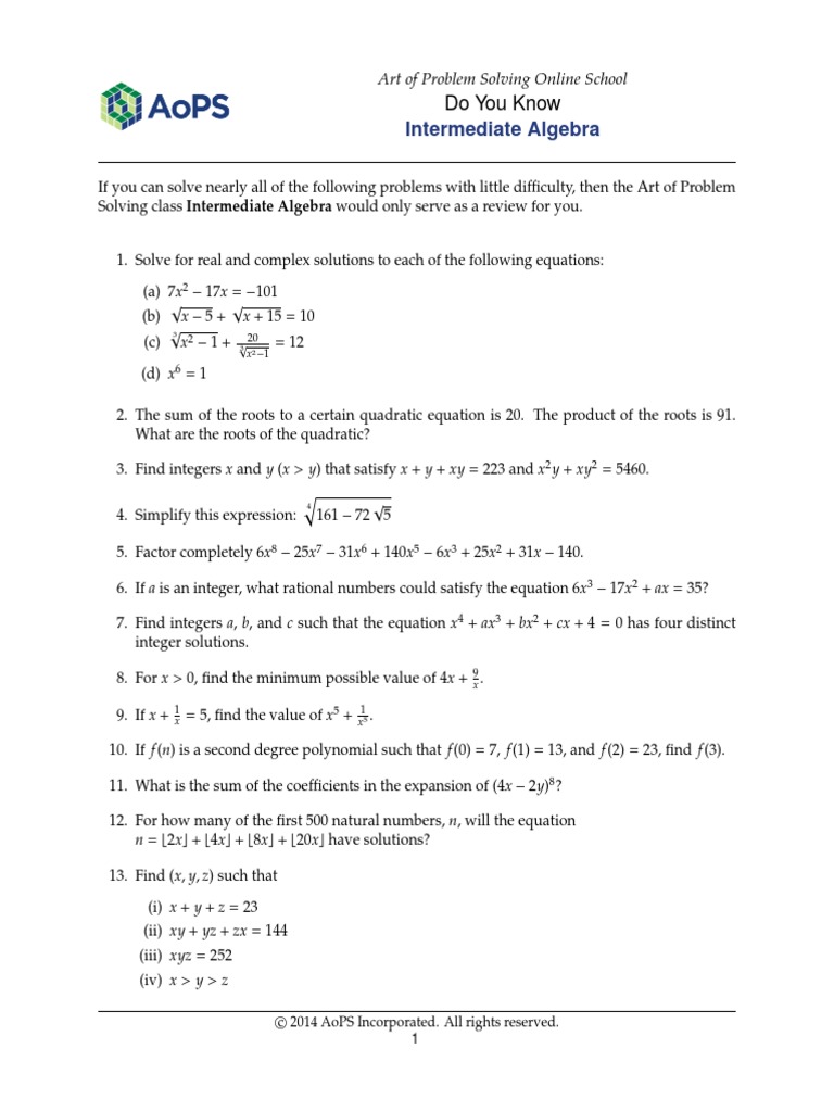 Intermediate Algebra: Do You Know | PDF | Computational Science