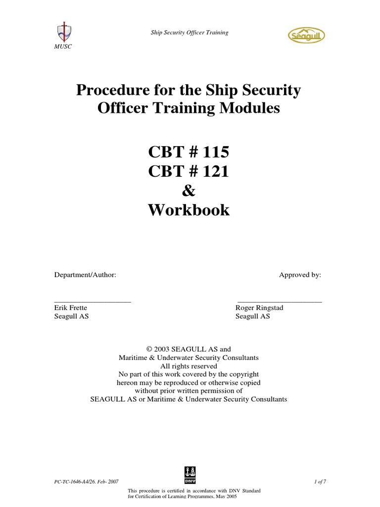 Procedure Ship Security Officer Training Module Workbook | PDF ...