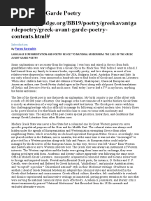 Greek Avant Garde Poetry