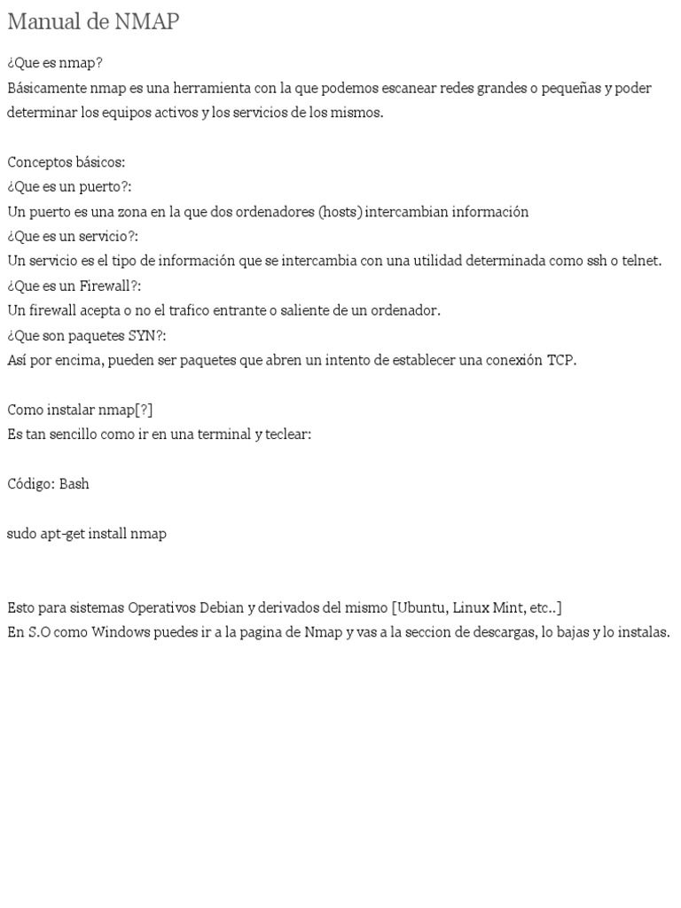 Manual de NMAP | PDF | Cortafuegos (informática) | Protocolos de internet