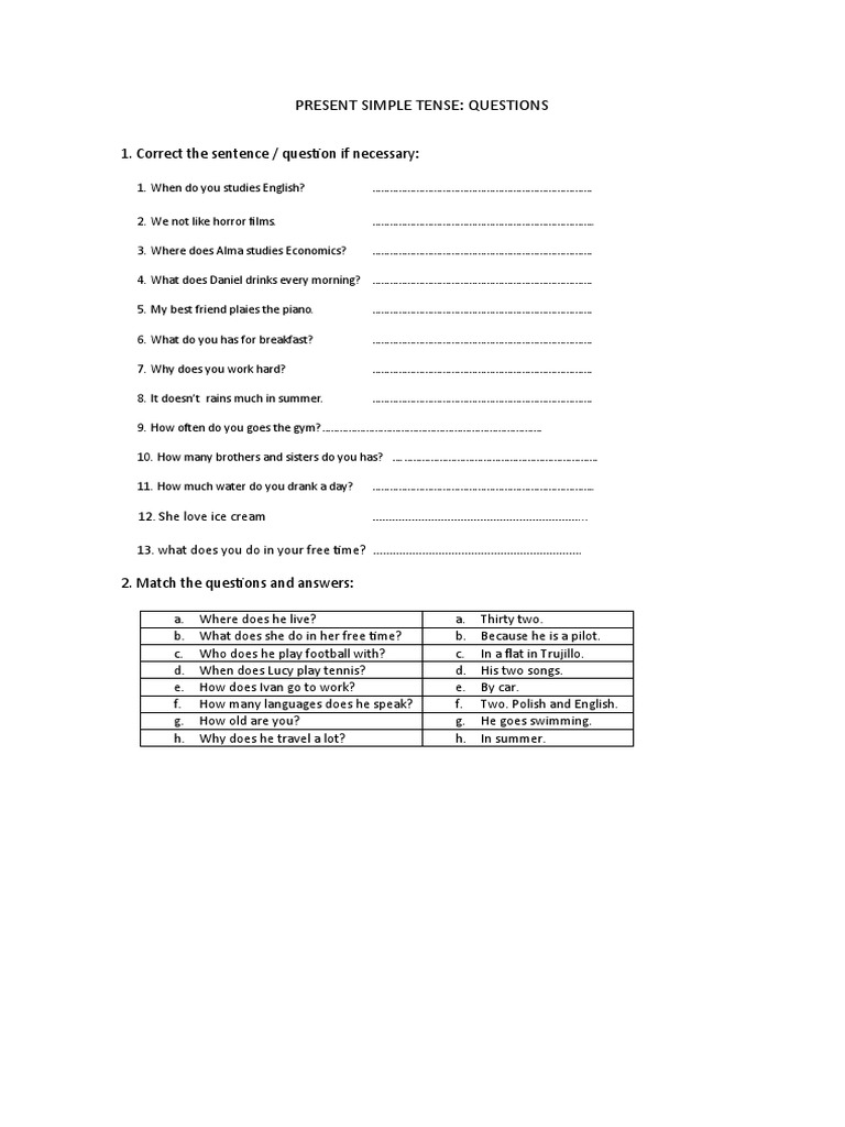 Present Simple Tense Questions Guide | PDF