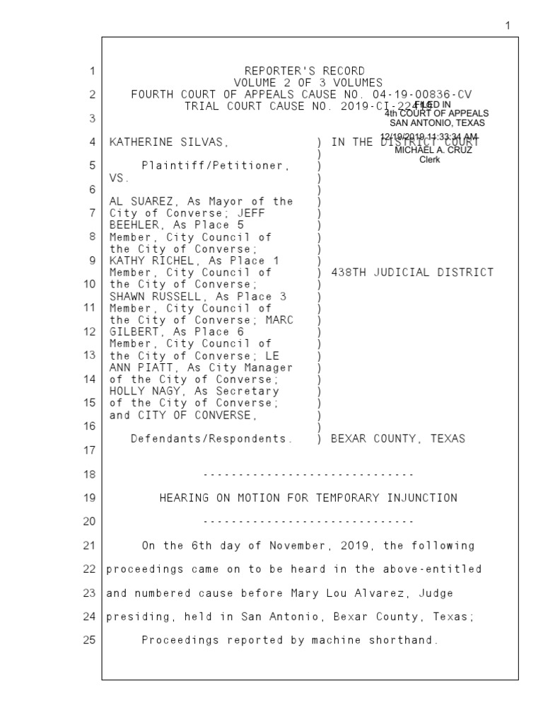 2019 11 06 - Reporter's Record 2A - Final | PDF | Judge | Injunction