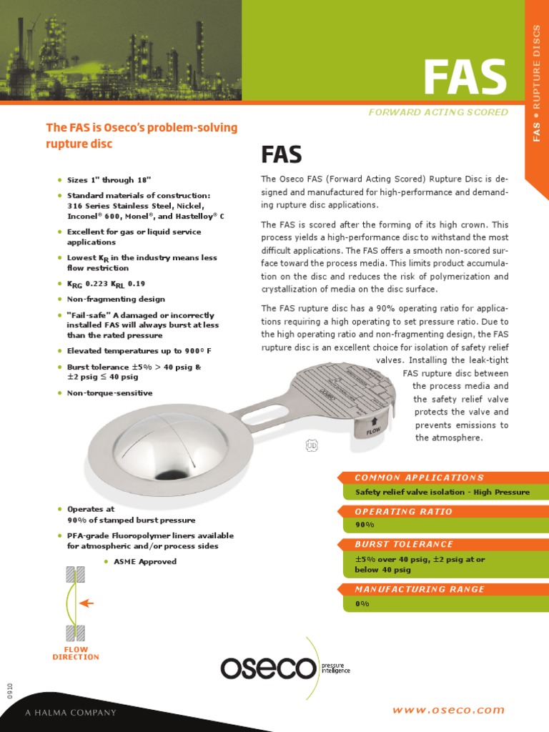 The FAS Is Oseco's Problem-Solving Rupture Disc: Forward Acting Scored ...