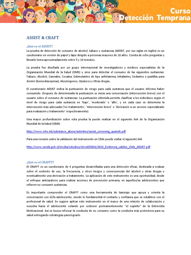 Detección de Consumo de Sustancias: ASSIST y CRAFFT | PDF | Drogas ...