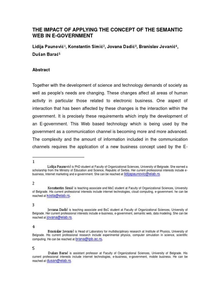 The Impact of Applying The Concept of The Semantic Web in E Government ...