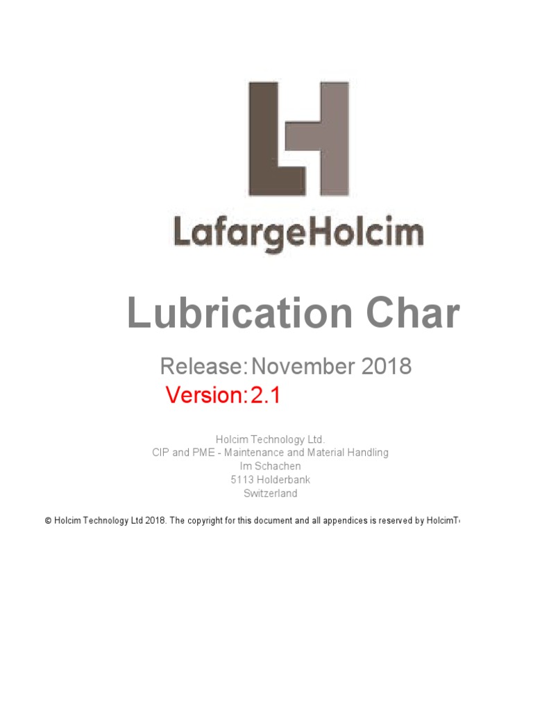 Lubrication Chart Template V2.1 PDF Lubricant Soft Matter