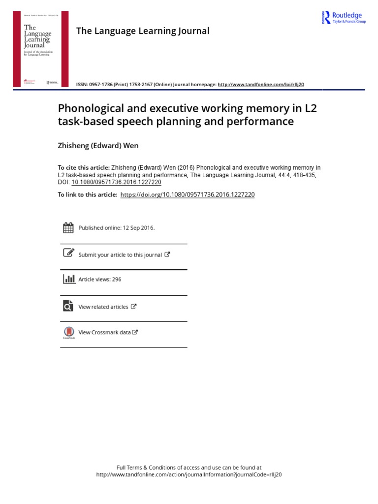 R. 2016, PWM in L2 Planning and Performance | PDF | Second Language ...