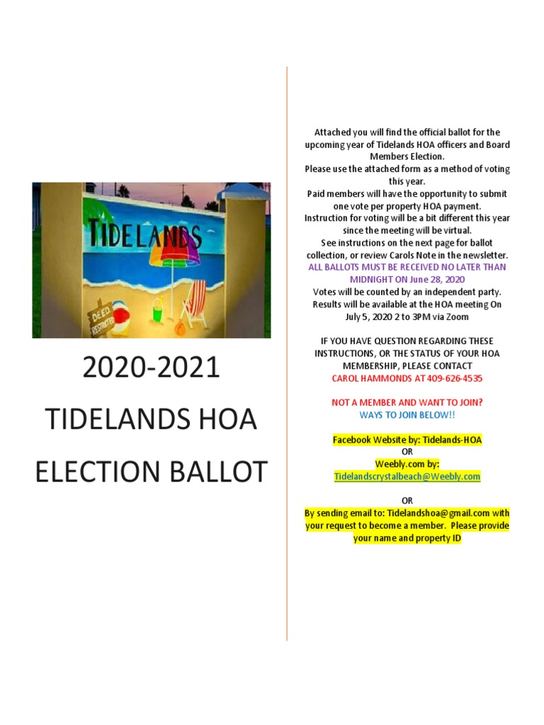 Hoa Ballot | PDF | Voting | Elections