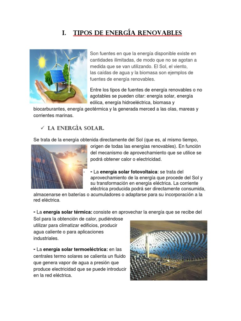 Tipos de energía renovables y no renovables | PDF | Energía renovable ...