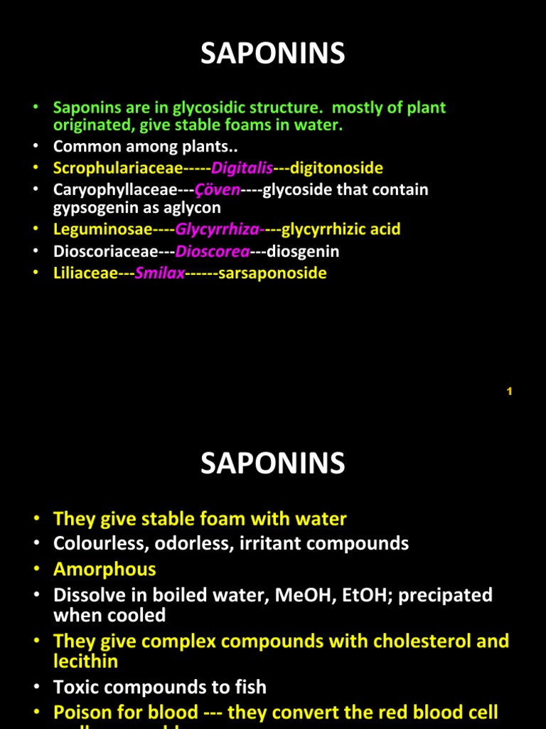 Saponins 1 PDF Plants Chemistry
