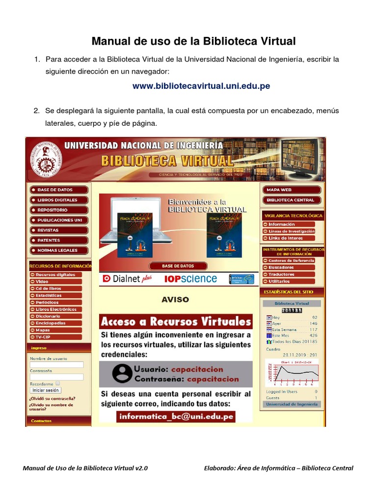 Guía de Biblioteca Virtual UNI | PDF | Libreria digital | Bases de datos