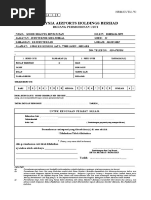 Borang Cuti Pdf