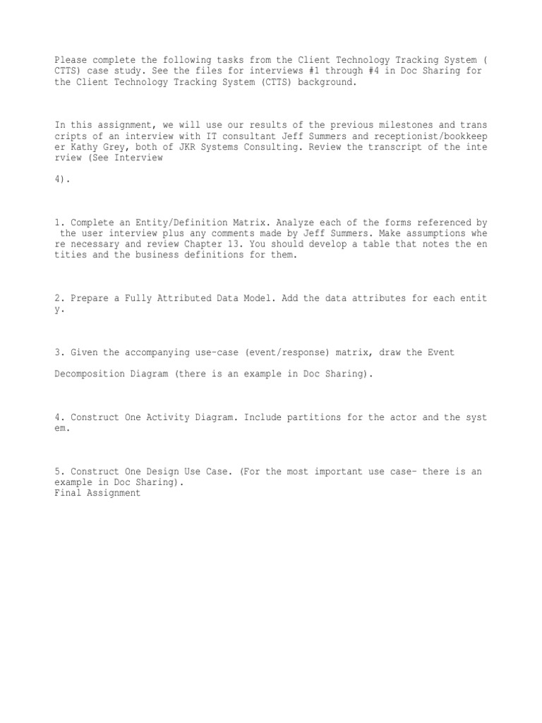 CTTS Case Study Assignment Tasks | PDF | Technology & Engineering