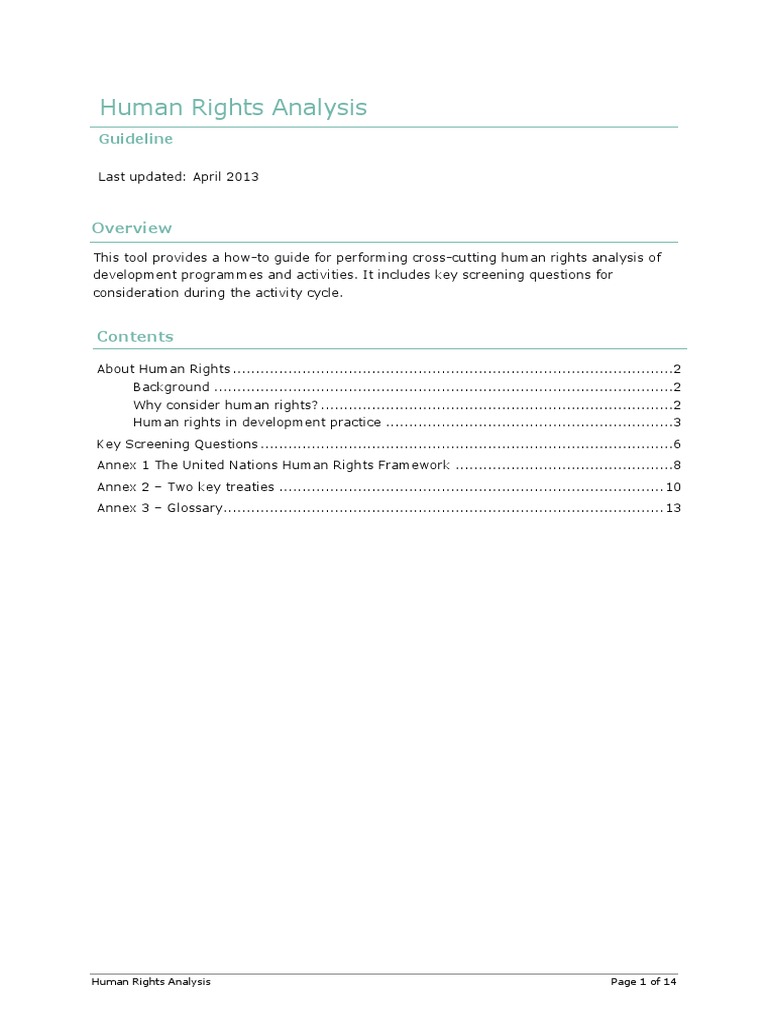 Human Rights Analysis Guide for Development | PDF | Human Rights | Rights