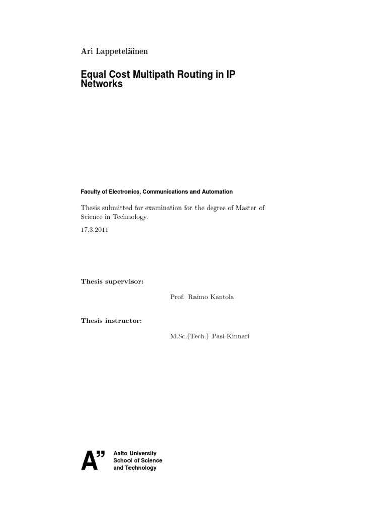 Equal Cost Multipath Routing in IP Netwo PDF PDF Routing