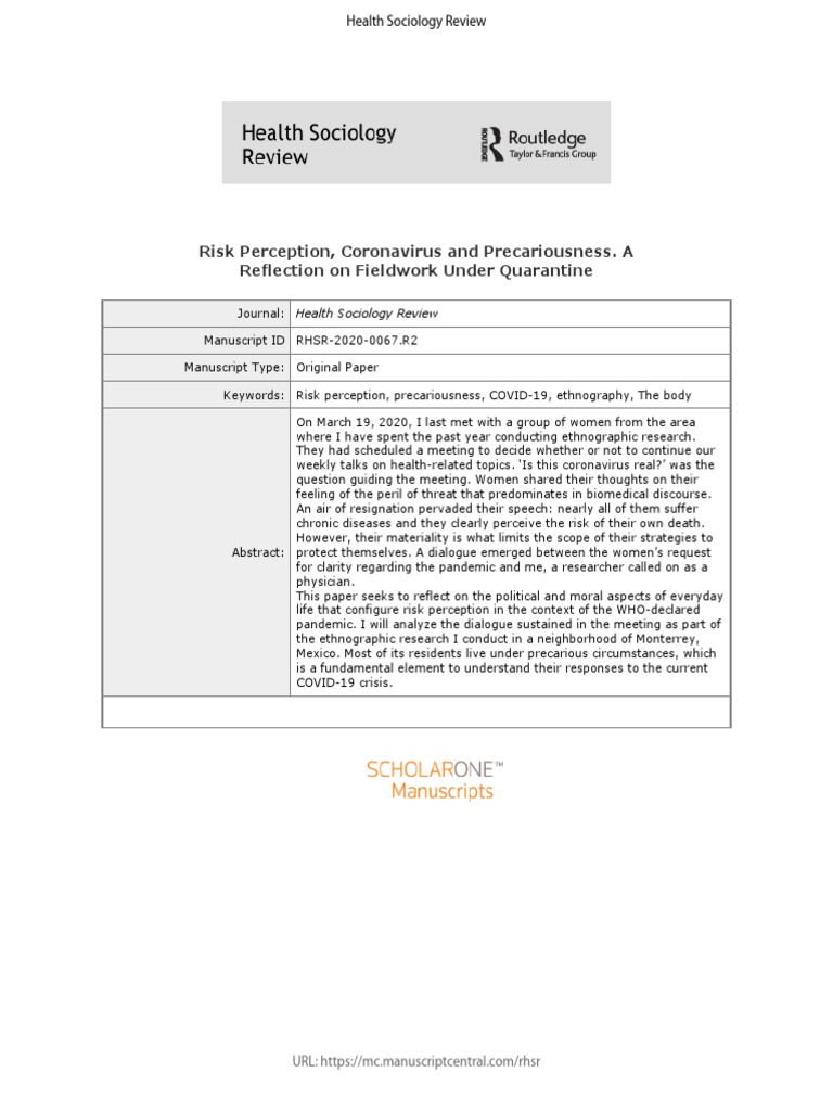 RHSR-2020-0067.R2 Proof Hi | PDF | Ethnography | Risk