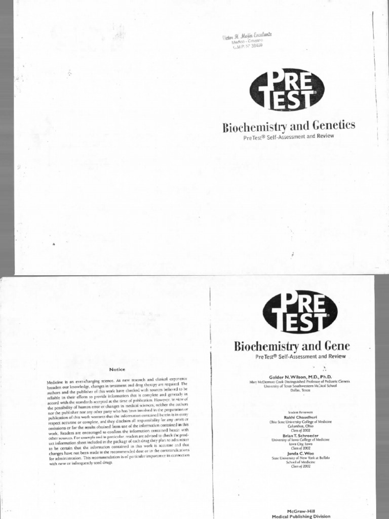 健康・医学 Biochemistry & Genetics PreTest Pretest Biochemistry and Genetics 5th Edition PDF Free Download