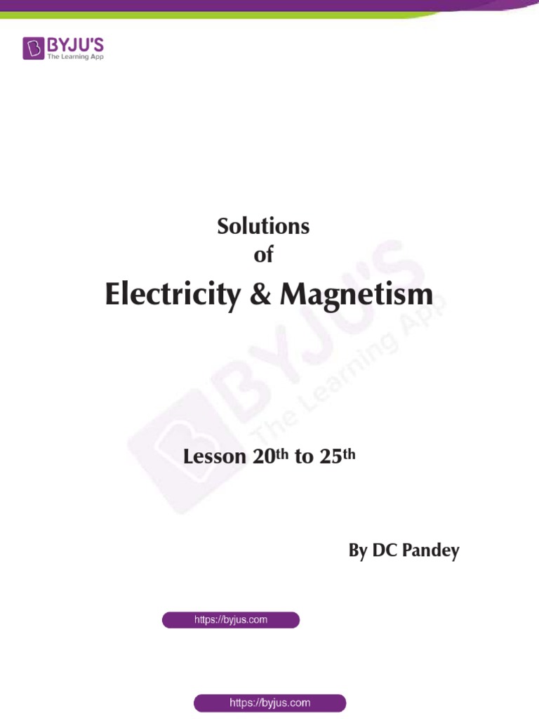 Dc Pandey Solutions For Electricity Magnetism Force Electromagnetism