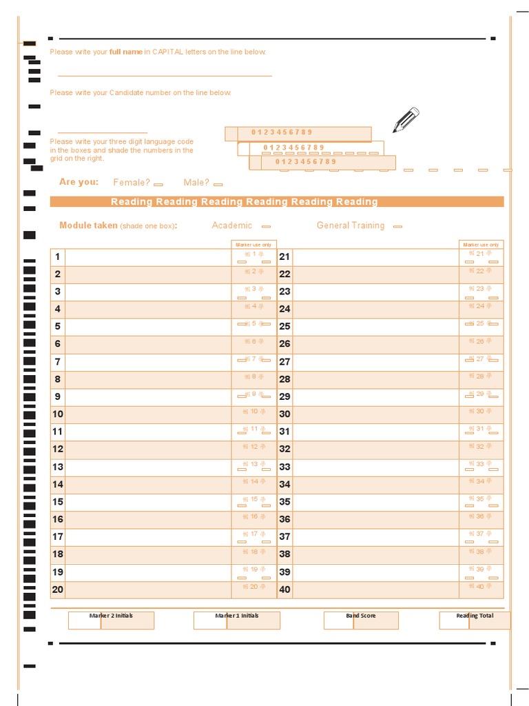 Reading Answer Sheet Instructions | PDF | Information And ...