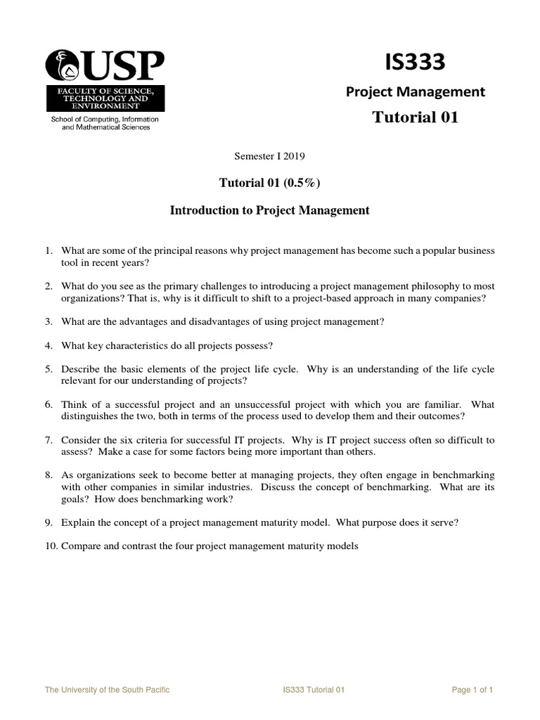 Tutorial 01 - Introduction To Project Management | PDF