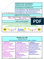 June 15 - June 19 - Grade 3 Weekly Home Learning Plan