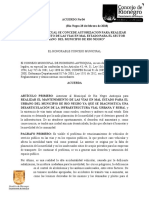 Acuerdo Numero 4 EL MANTENIMIENTO DE LAS VIAS EN MAL ESTADO PARA EL SECTOR URBANO