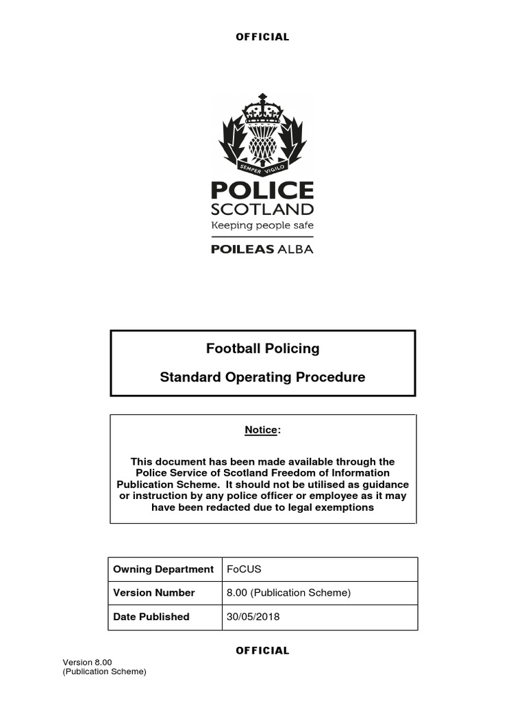 Football Policing Sop PDF Police Arrest