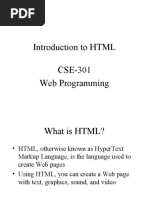 Introduction To HTML CSE-301 Web Programming