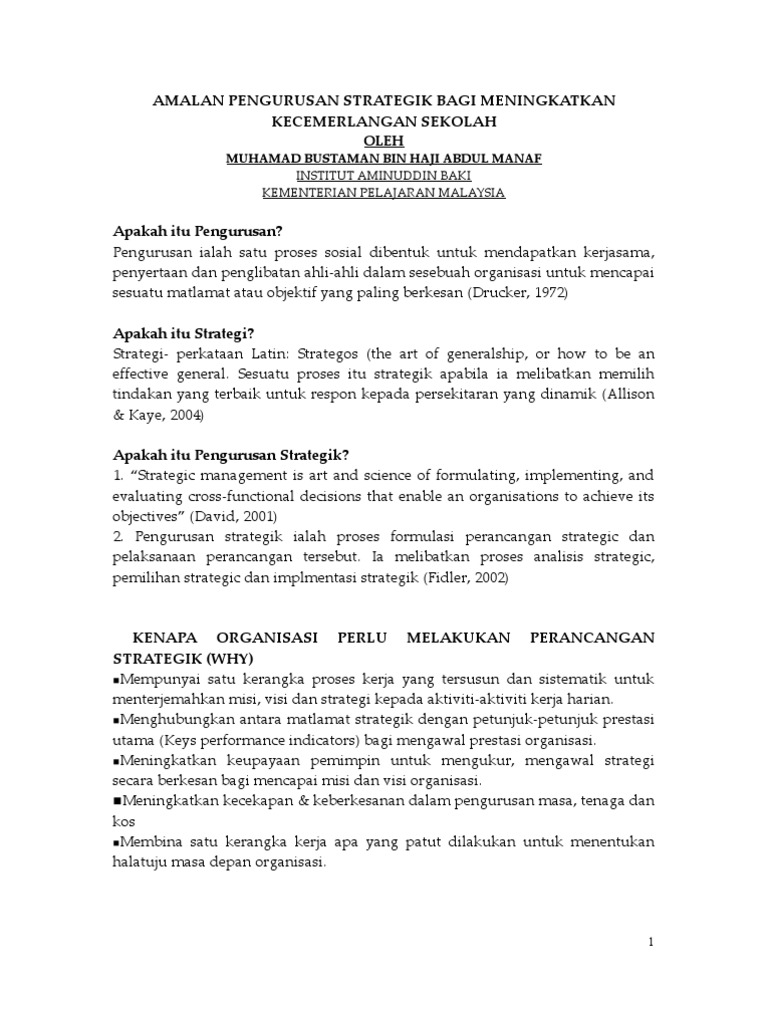 matlamat dan strategi organisasi