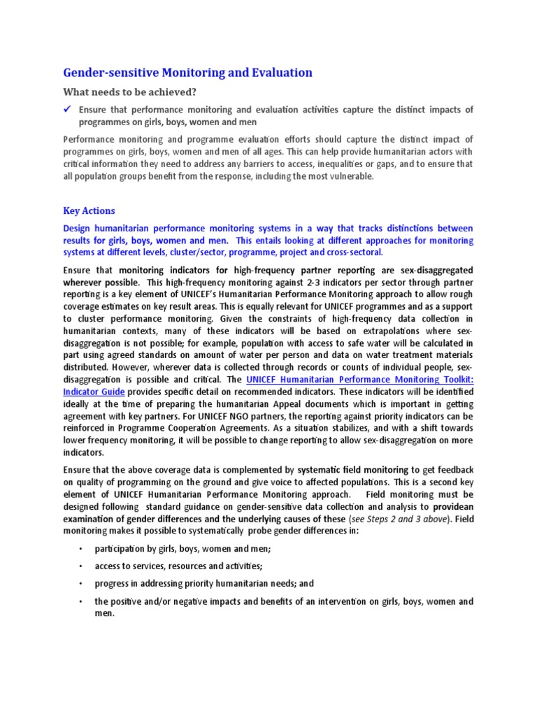 Gender-Sensitive Monitoring in Schools | PDF | Program Evaluation ...
