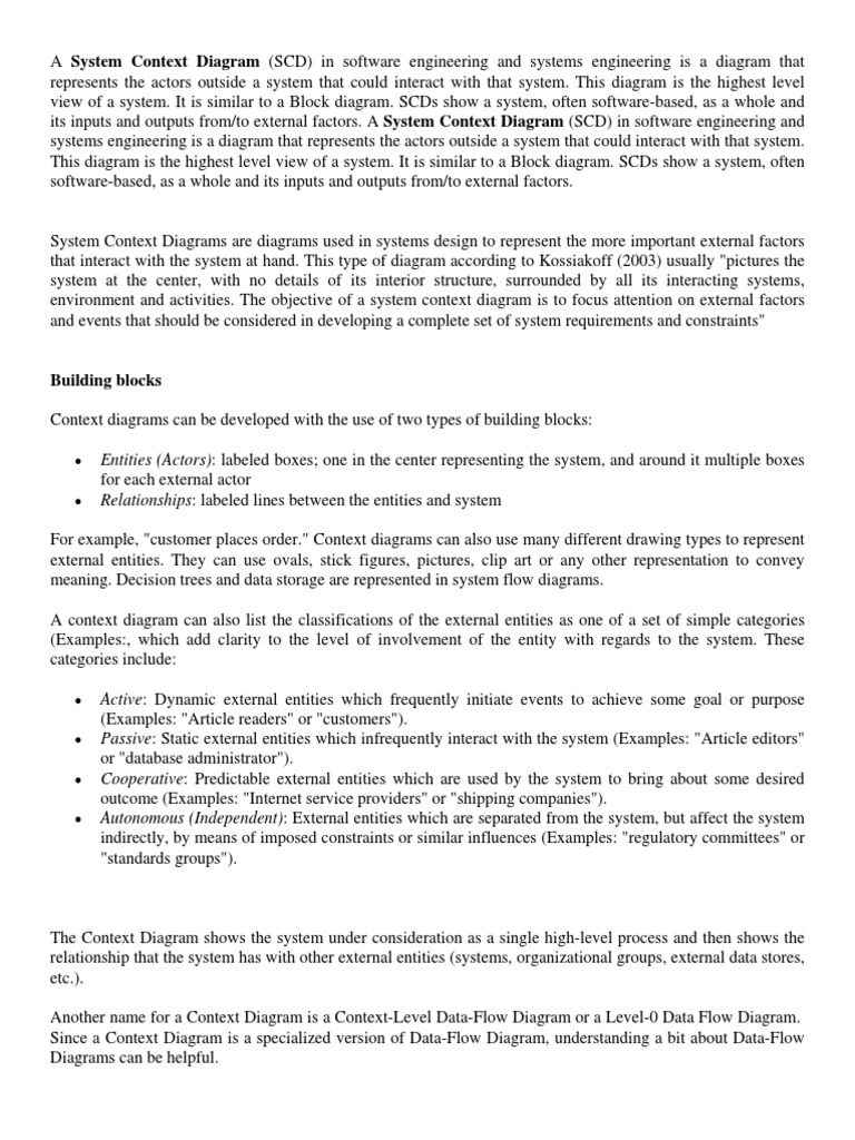 System Context Diagram (SCD) overview and uses | PDF | Systems Theory ...
