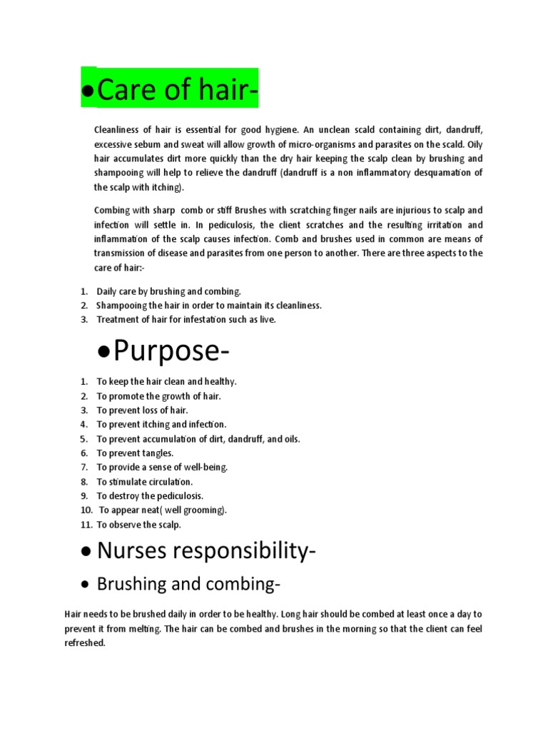 Nursing Considerations for Dandruff