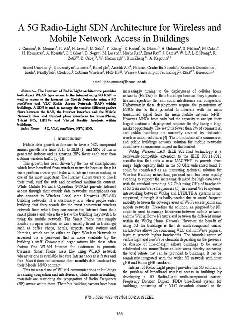A 5G Radio-Light SDN Architecture For Wireless and Mobile Network ...