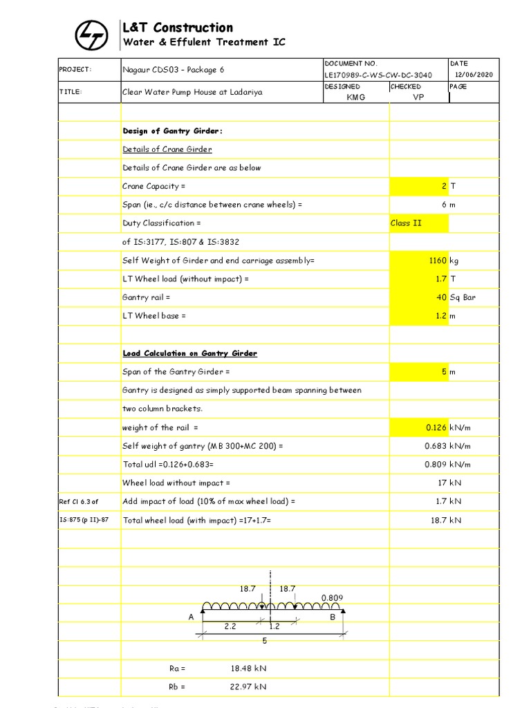 Gantry Girder and Bracket Design | PDF | Bending | Stress (Mechanics)