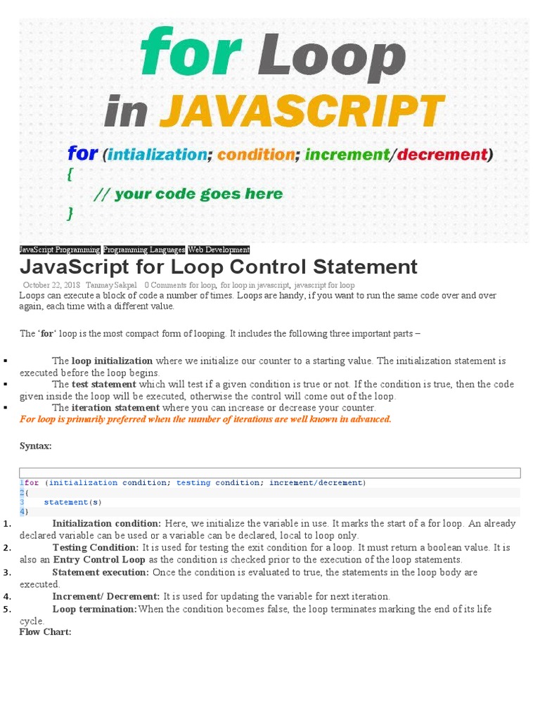 Javascript For Loop Control Statement: Javascript Programming ...