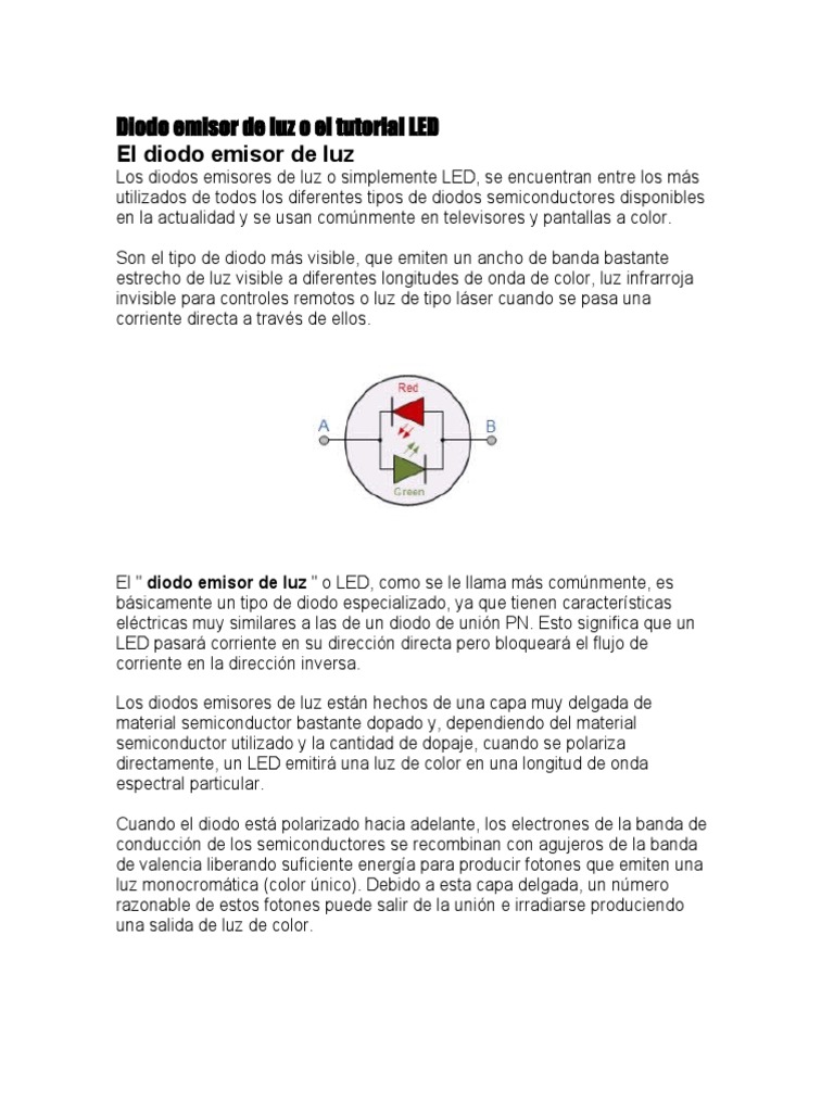 Funcionamiento y Tipos de LEDs | PDF | Diodo emisor de luz | Diodo