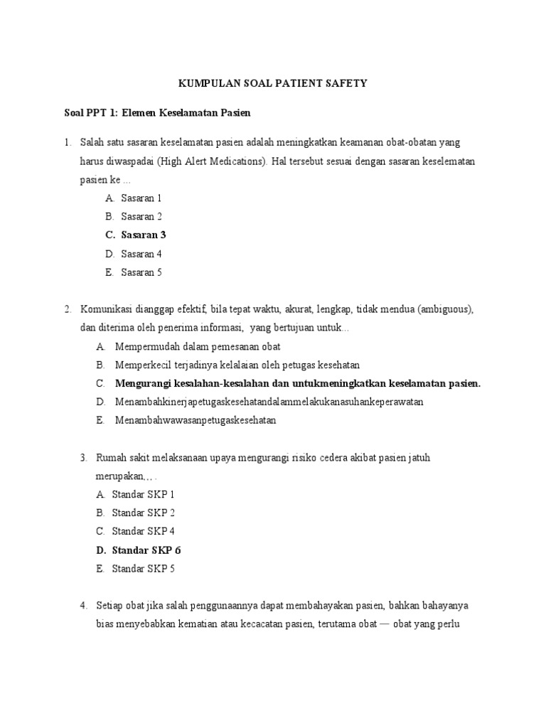 Kumpulan Soal Patient Safety