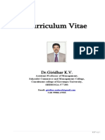 Curriculum Vitae: DR - Giridhar K.V