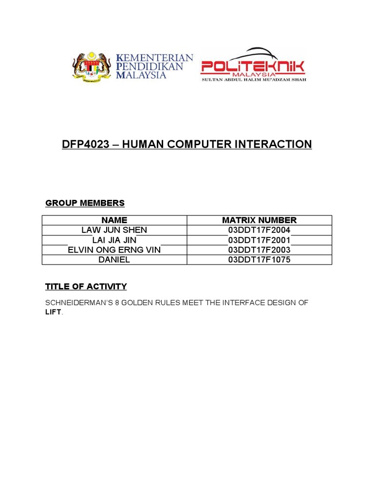 Activity of Schneiderman (HCI) - Group Lift (Law, Lai, Elvin and Daniel ...