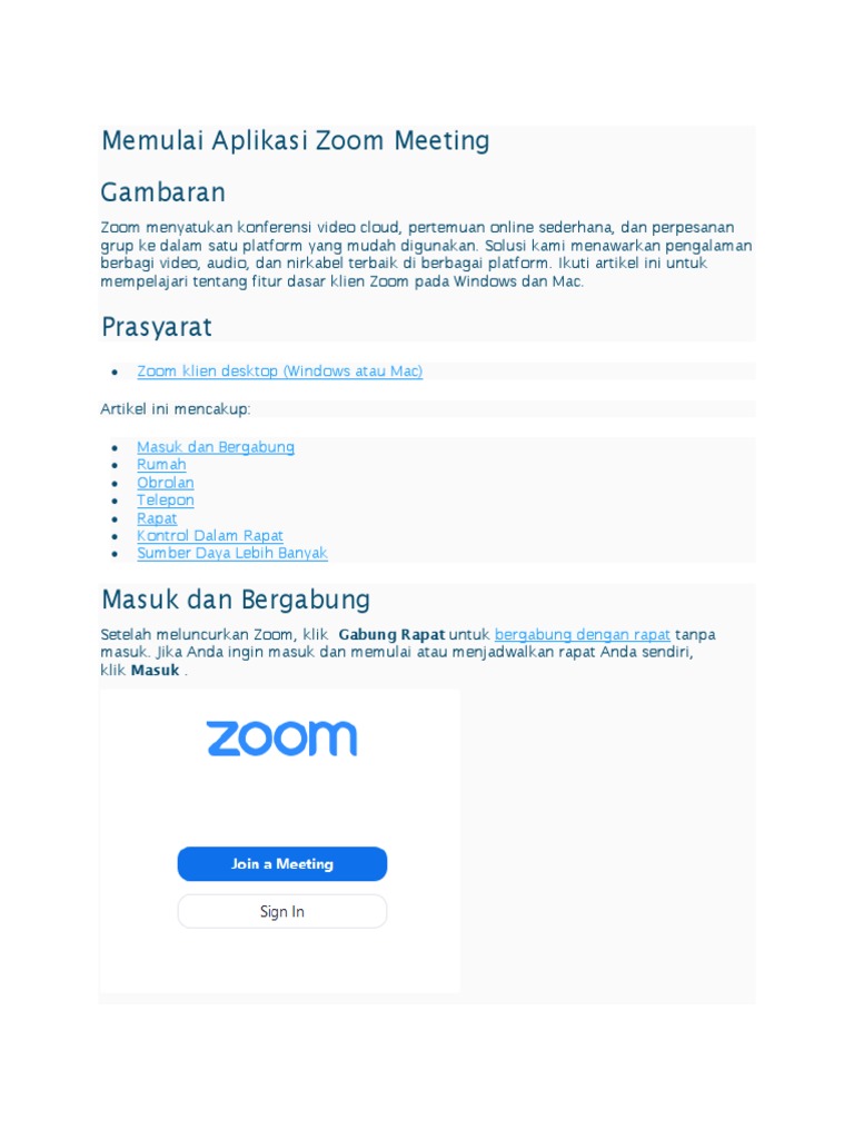 Memulai Aplikasi Zoom Meeting PDF | PDF