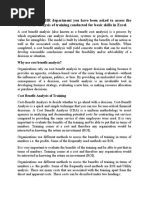 As The Head of HR Department You Have Been Asked To Assess The Cost Benefit Analysis of Training Conducted For Basic Skills in Excel