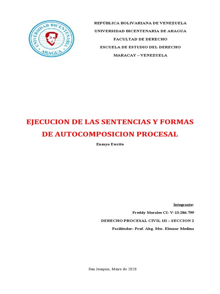 Ejecución de Sentencias en Derecho Civil | PDF | Sentencia (ley) | Ley ...