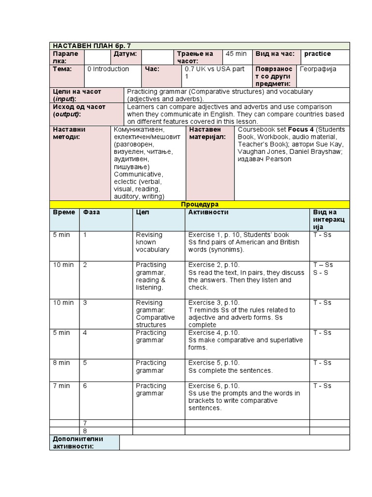 7 Focus 4 Lesson Plan | PDF
